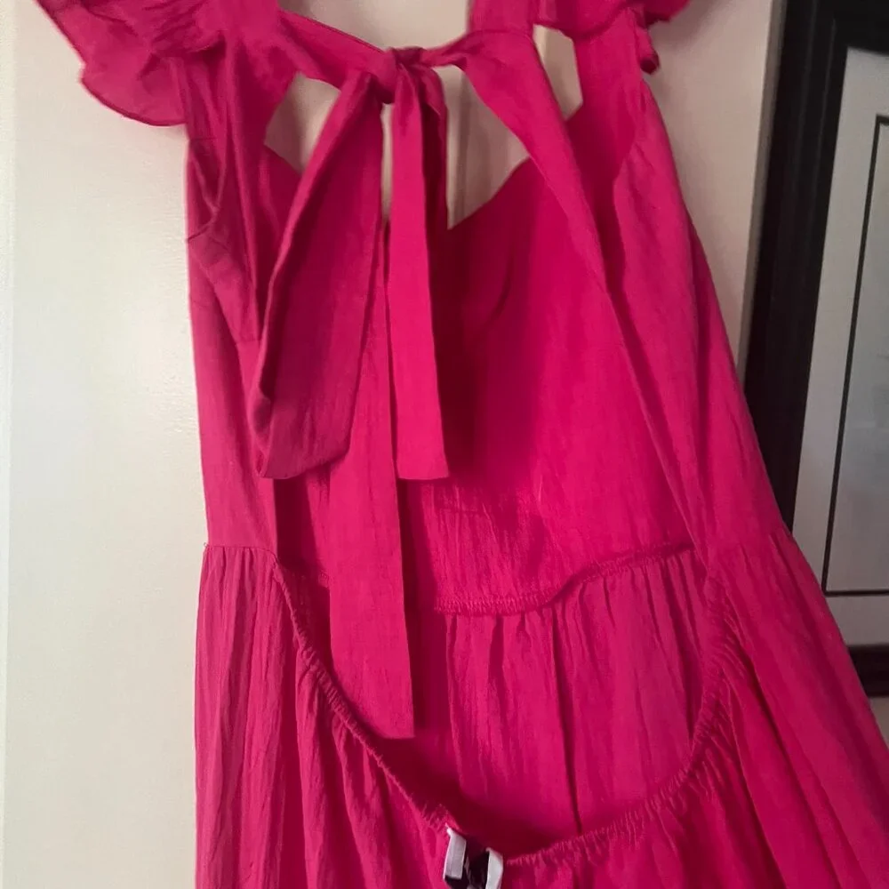 NWT SNDYS Everything X Revolve Peaches Linen Pink Sundress Sz XL - Picture 5 of 7
